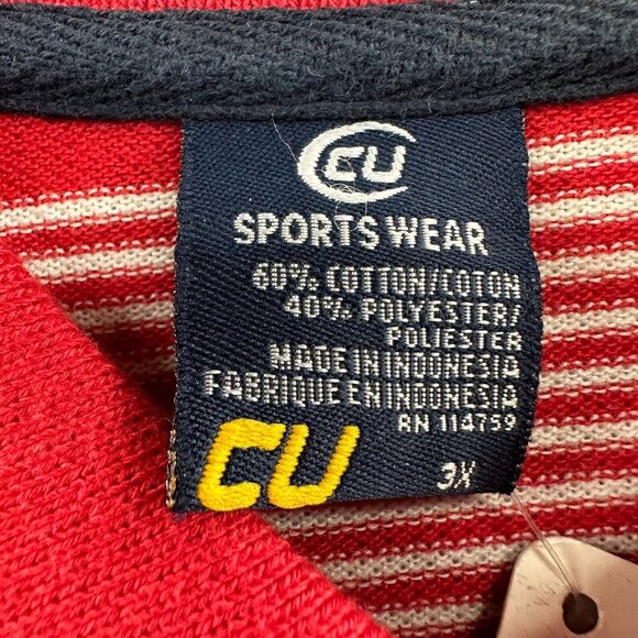CU‎ Sportswear Mens Polo Shirt 3XL Red Yellow Striped Pullover Short Sleeve - Picture 5 of 11